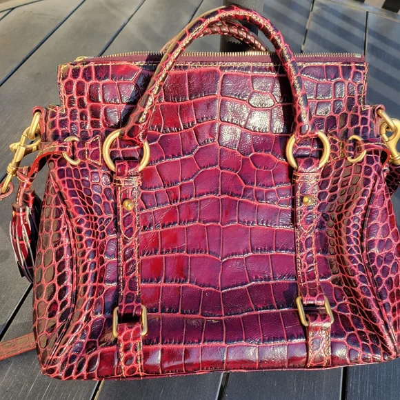 Dooney & Bourke Croco Fino Small Leather Satchel Bordeaux ~ Stunning! FINAL! - Picture 6 of 16